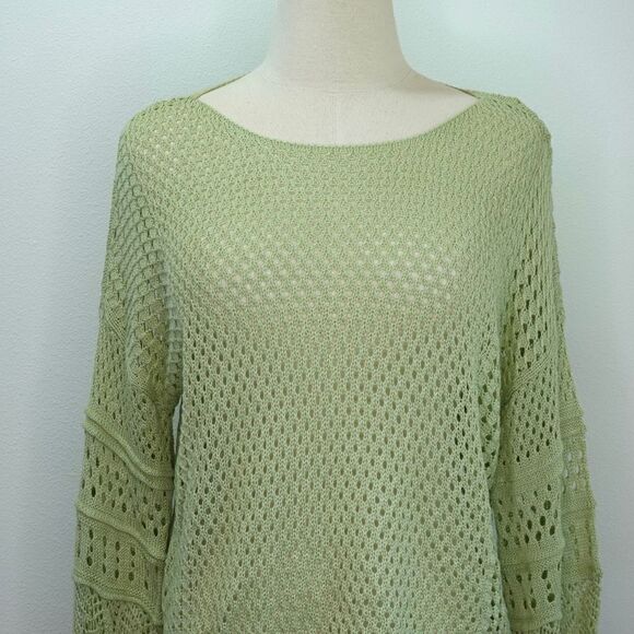 LC Lauren Conrad Multi Pattern Crochet Cropped Sweater - Light Green - M - Picture 4 of 15